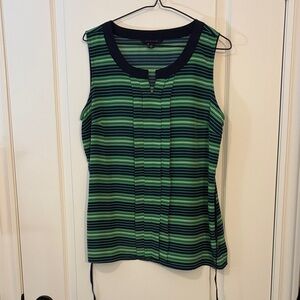 Tommy Hilfiger Green & Navy Striped Sleeveless Top